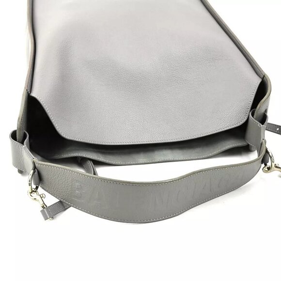 Auth BALENCIAGA North-South Shoulder Bag Gray Leather - Picture 9 of 15